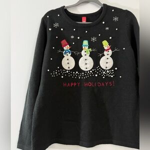 Holiday Time Black Snowman Sweater